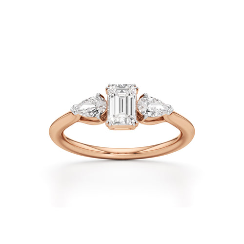 Celestia Emerald  Pear Trio Ring