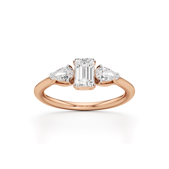 Celestia Emerald  Pear Trio Ring
