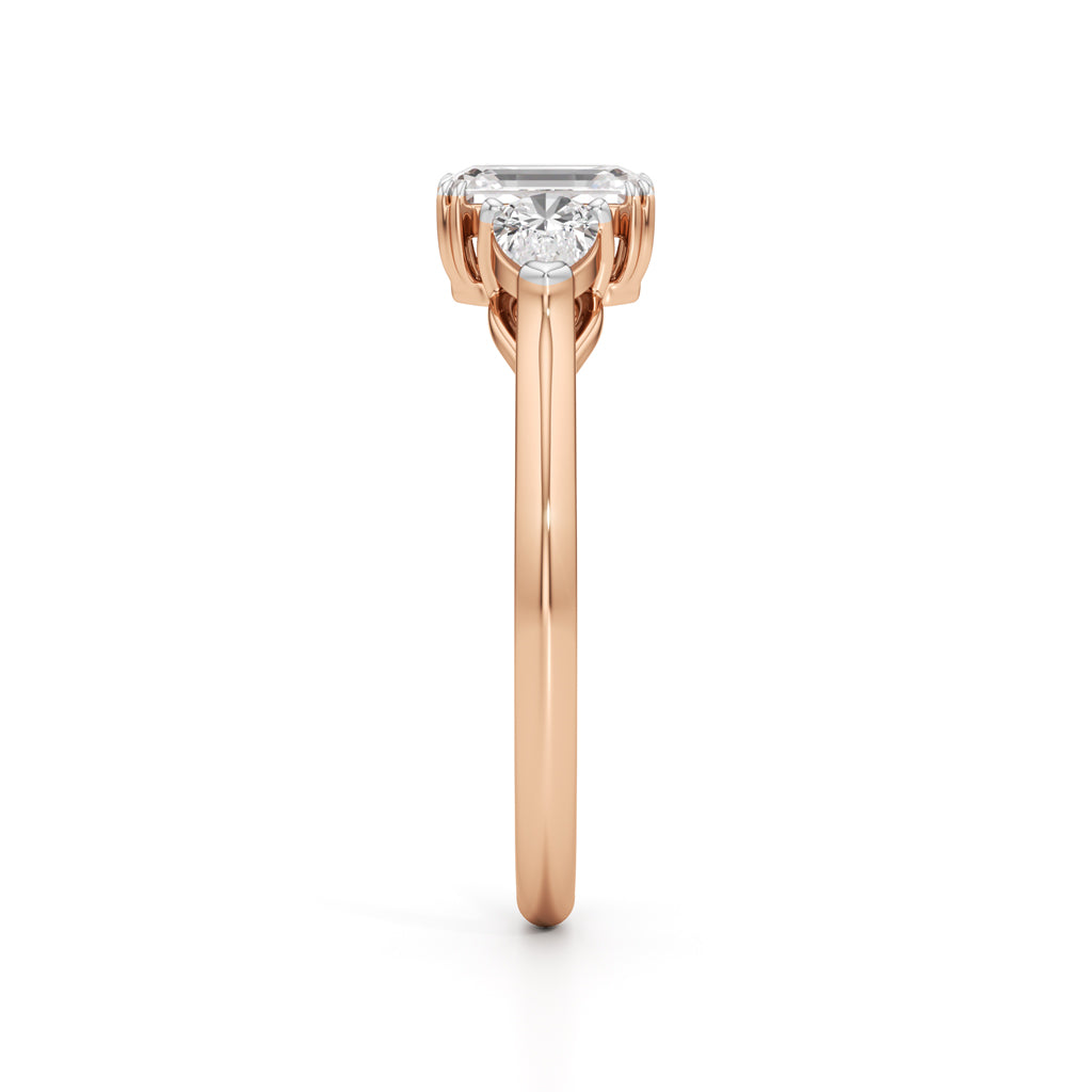 Celestia Emerald  Pear Trio Ring