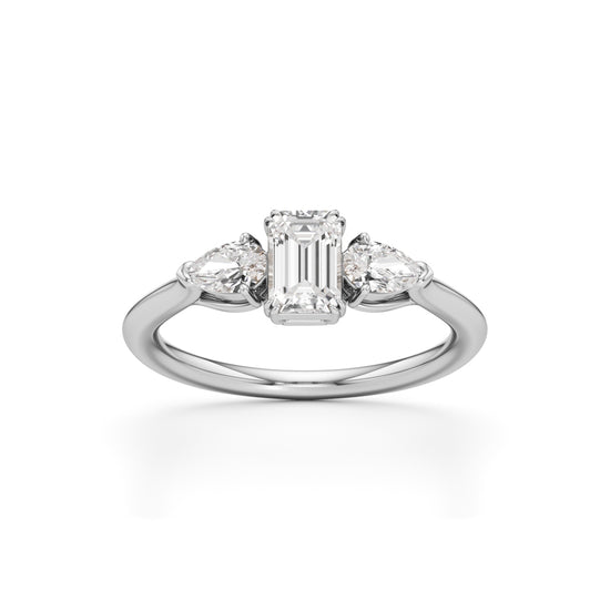 Celestia Emerald & Pear Trio Ring