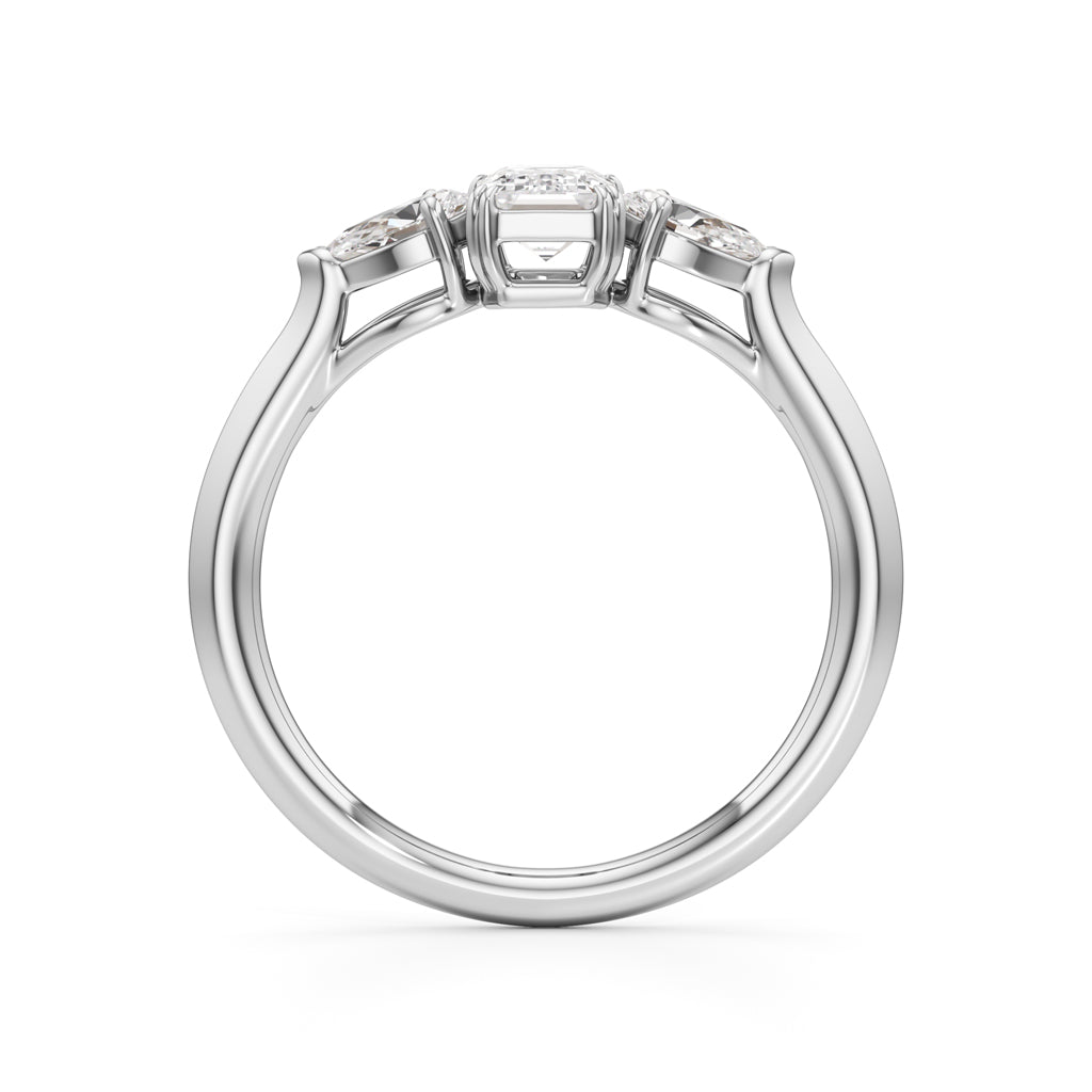 Celestia Emerald  Pear Trio Ring