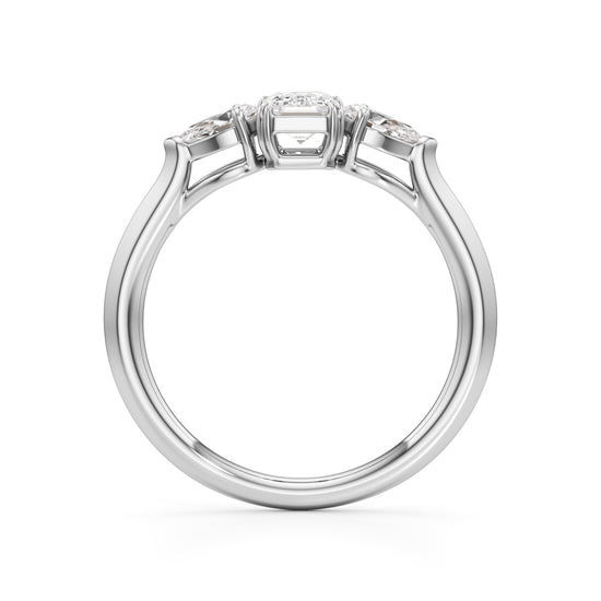 Celestia Emerald  Pear Trio Ring