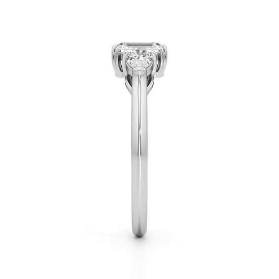 Celestia Emerald  Pear Trio Ring