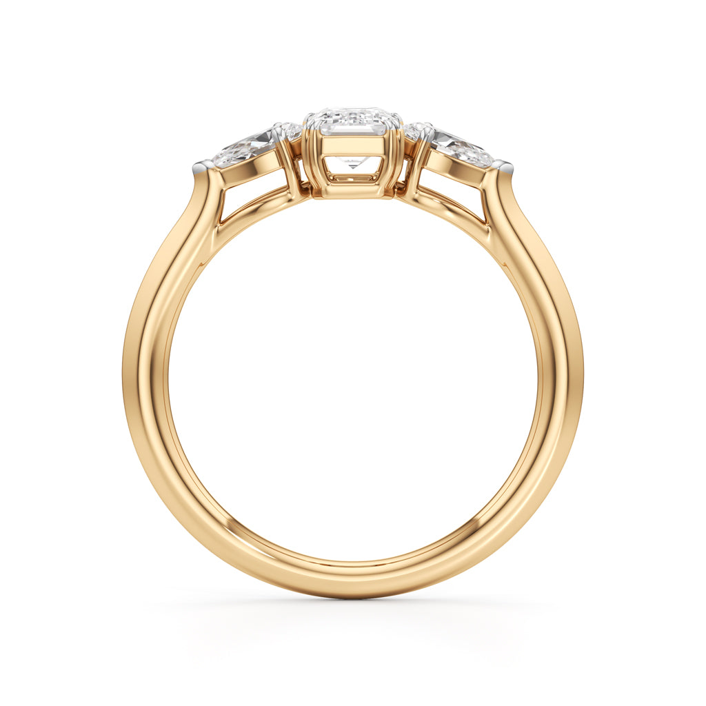 Celestia Emerald & Pear Trio Ring