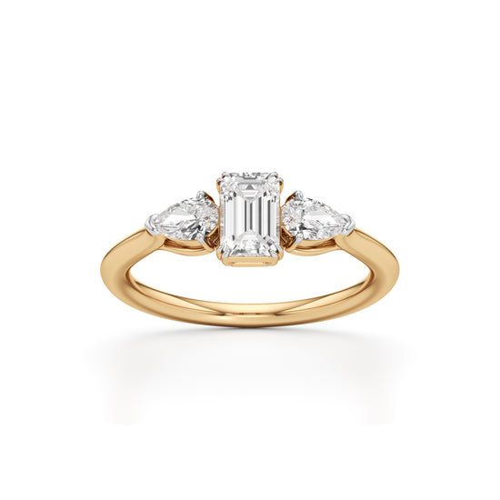 Celestia Emerald  Pear Trio Ring