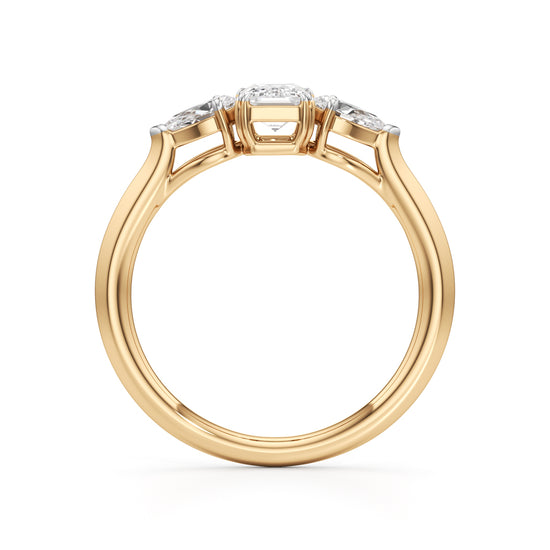 Celestia Emerald  Pear Trio Ring