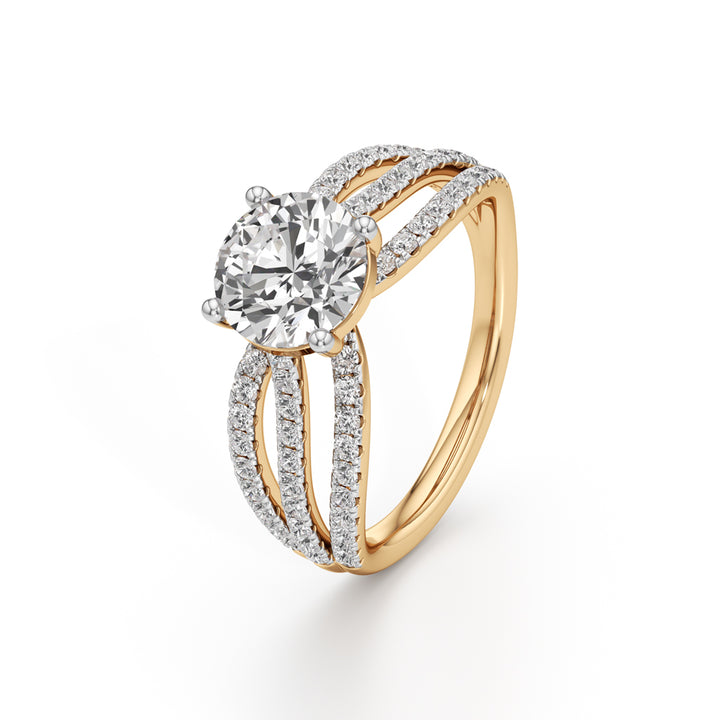 925 Silver 18K Gold Plated Solitaire Diamond-Style Ring – Luxury Bridal Design