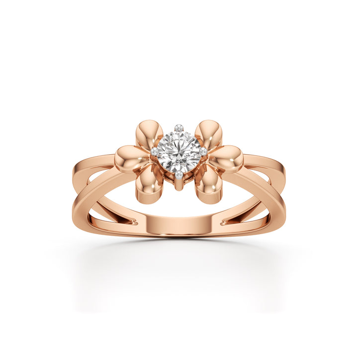 Golden Blossom Solitaire Ring