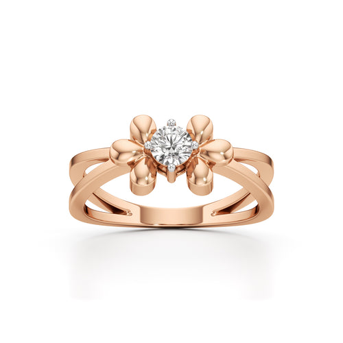 Golden Blossom Solitaire Ring