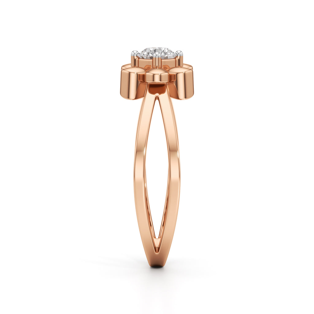 Golden Blossom Solitaire Ring
