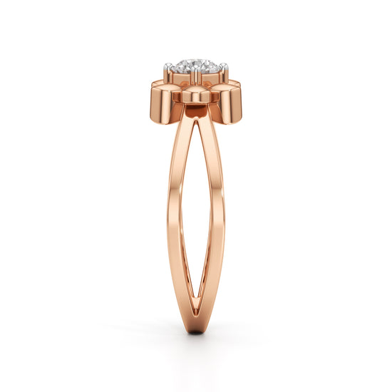 Golden Blossom Solitaire Ring