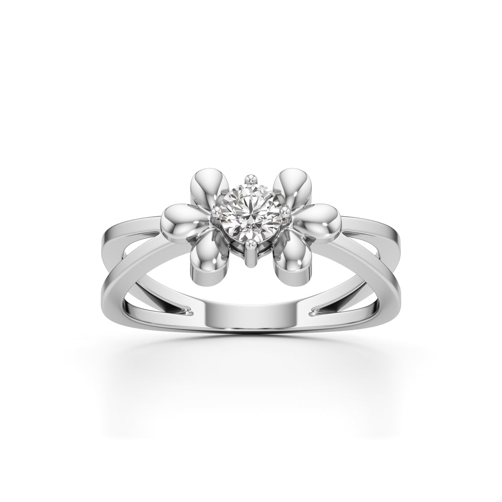 Golden Blossom Solitaire Ring