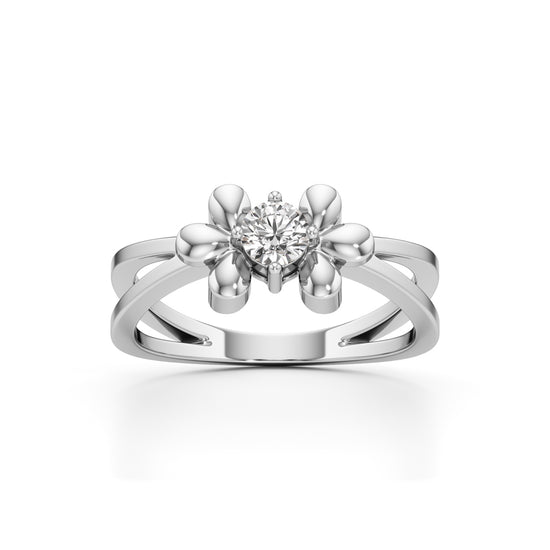 Golden Blossom Solitaire Ring