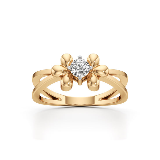 Golden Blossom Solitaire Ring
