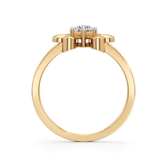 Golden Blossom Solitaire Ring