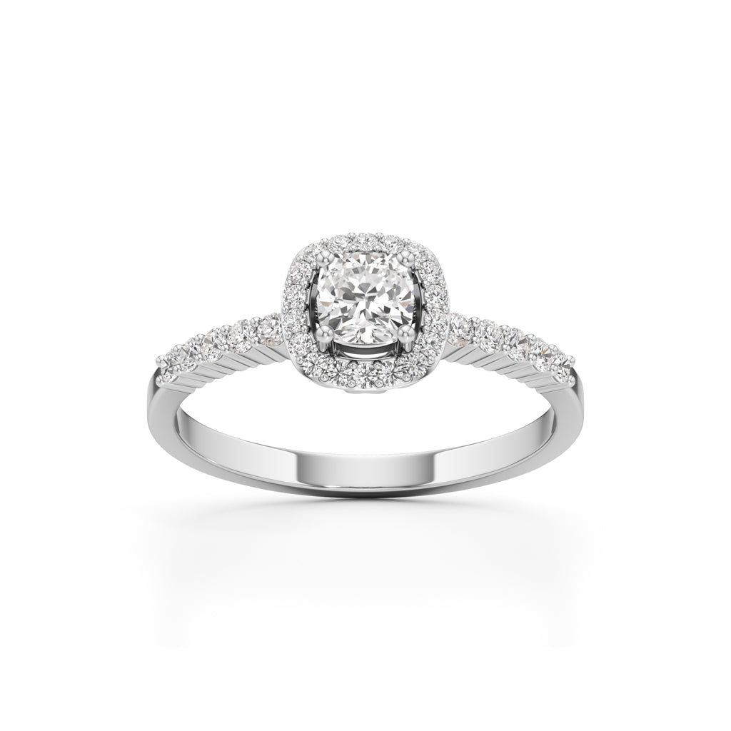 0.5Ct Square Cushion Shape Office Wear Side Stone