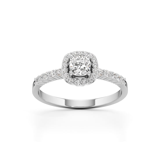 0.5Ct Square Cushion Shape Office Wear Side Stone