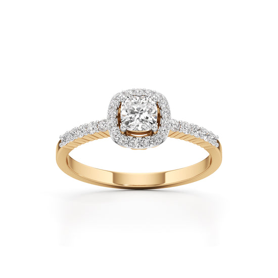 0.5Ct Square Cushion Shape Office Wear Side Stone