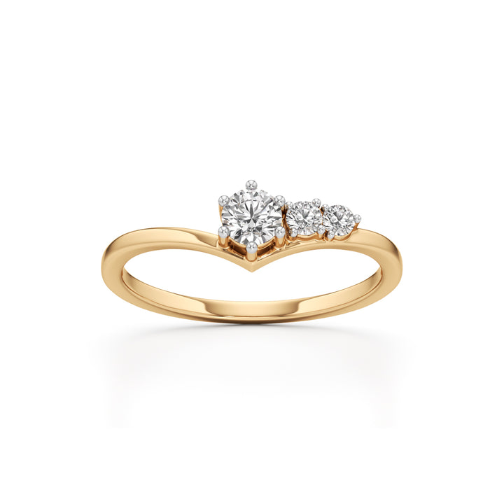925 Silver 18K Gold Plated Three-Stone Diamond-Style Ring – Elegant Fine Jewellery