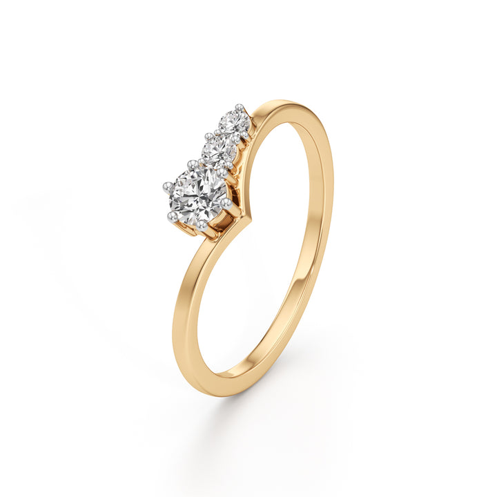 925 Silver 18K Gold Plated Three-Stone Diamond-Style Ring – Elegant Fine Jewellery
