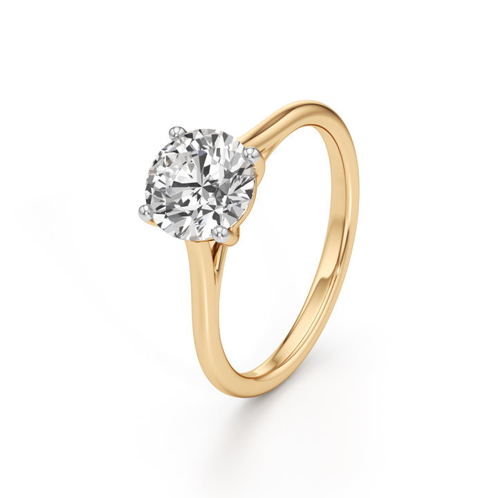 925 Silver 18K Gold Plated Solitaire Diamond-Style Ring – Classic Elegant Design
