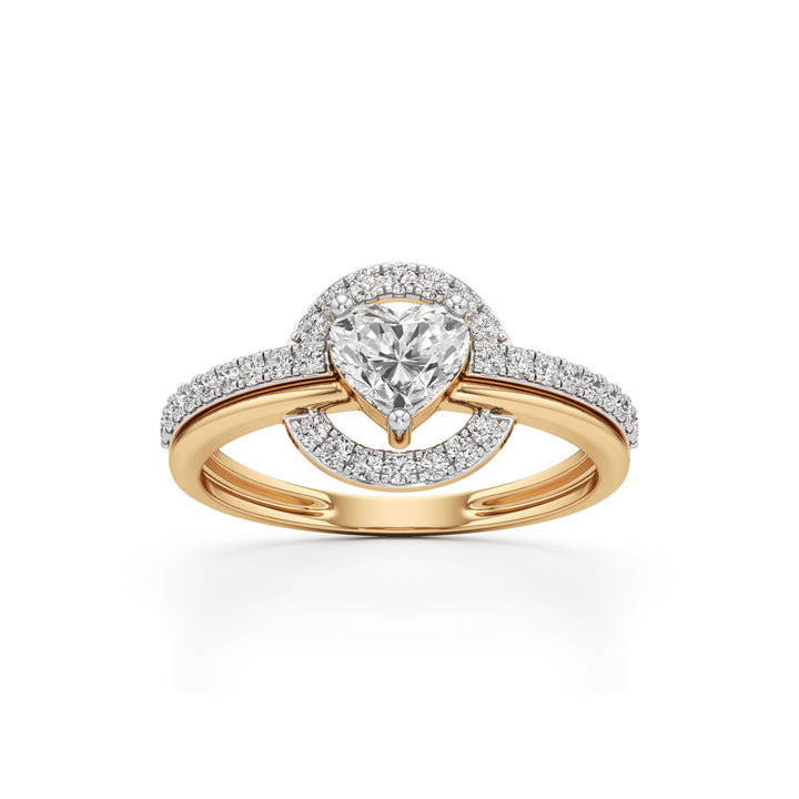 925 Silver  18K Gold Plated Heart Halo Diamond-Style Ring – Luxury Designer Jewellery