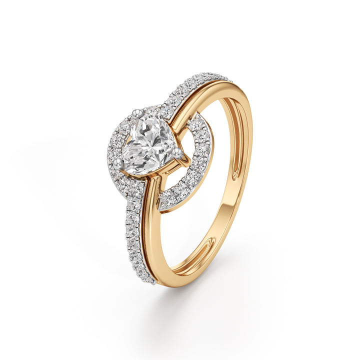 925 Silver  18K Gold Plated Heart Halo Diamond-Style Ring – Luxury Designer Jewellery