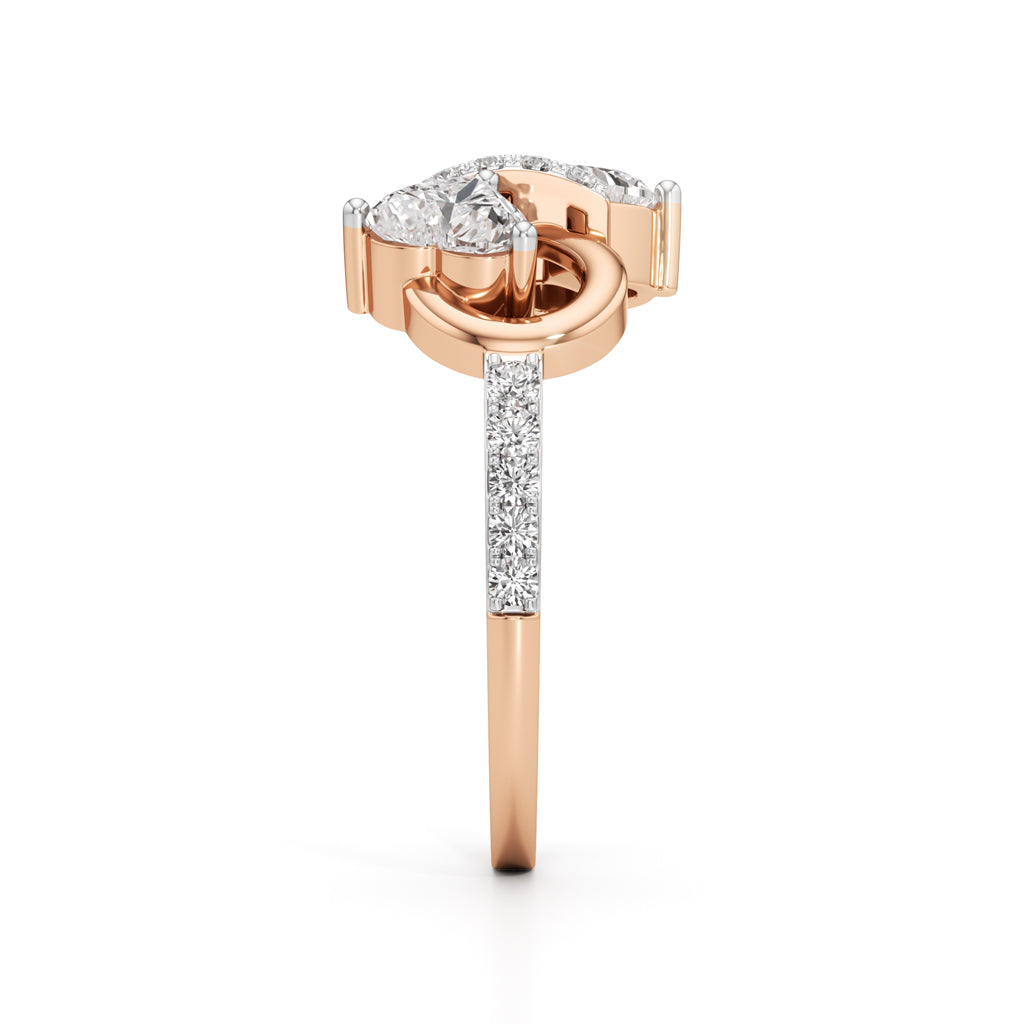 Amora Heart Bow Diamond Ring