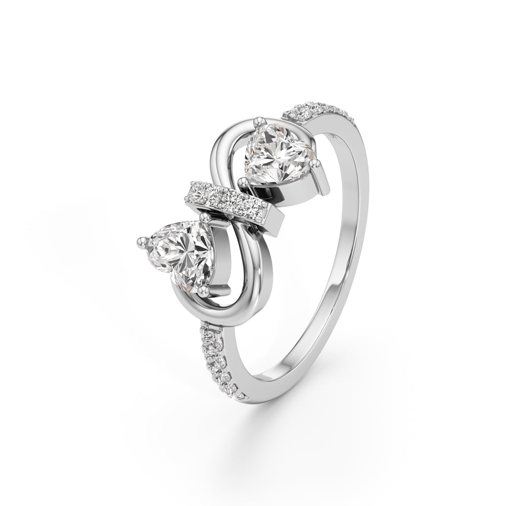 Amora Heart Bow Diamond Ring
