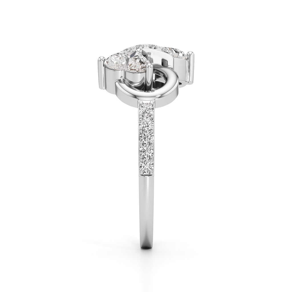 Amora Heart Bow Diamond Ring