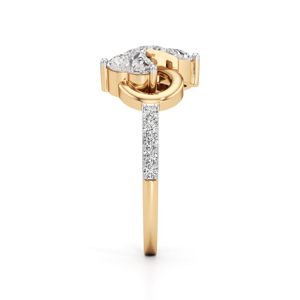 Amora Heart Bow Diamond Ring