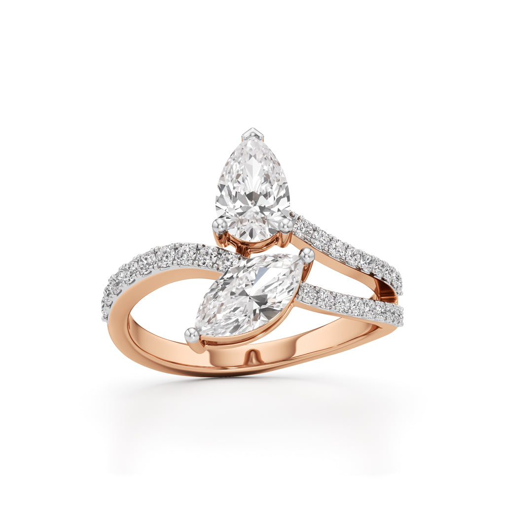 Aurum Marquise-Pear Diamond Crossover Ring