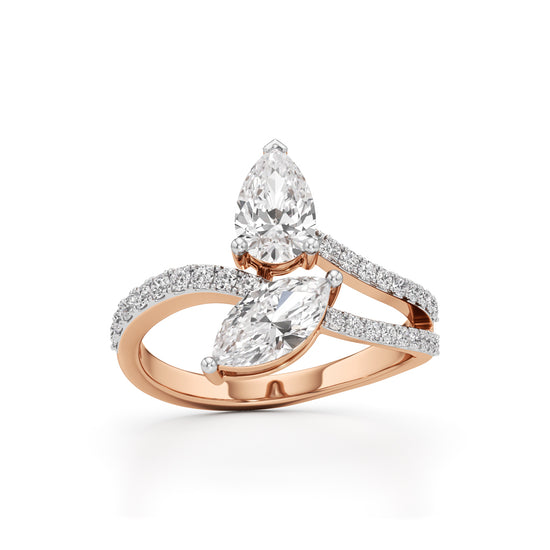 Aurum Marquise-Pear Diamond Crossover Ring