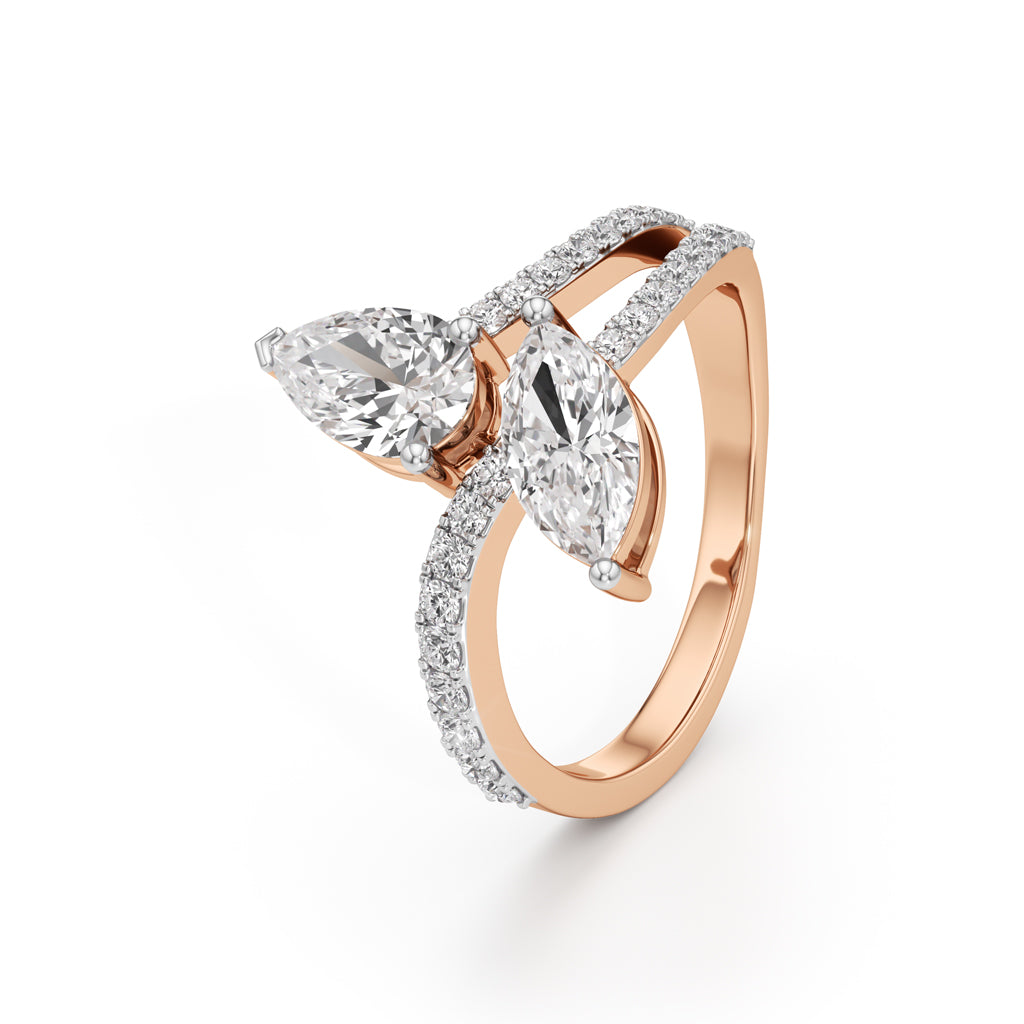 Aurum Marquise-Pear Diamond Crossover Ring