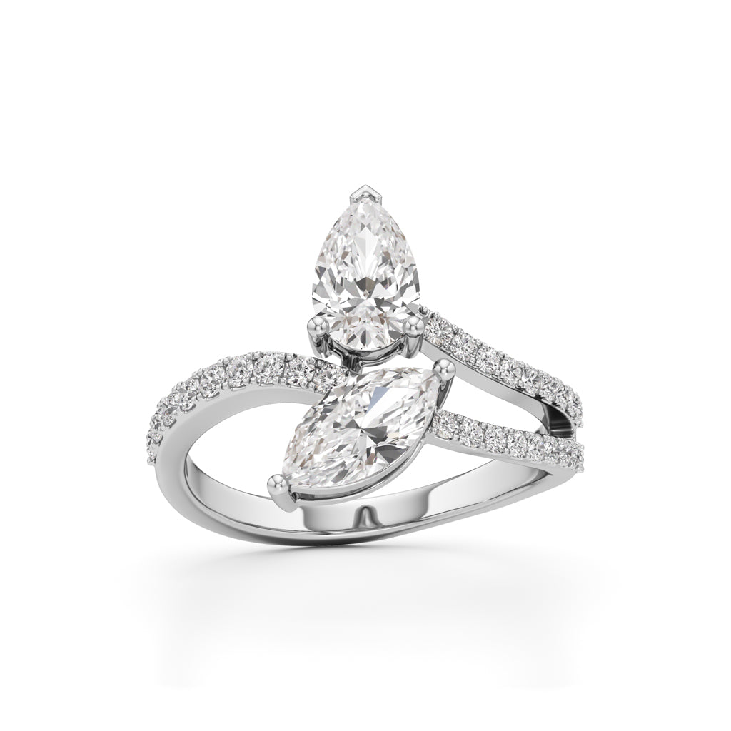 Aurum Marquise-Pear Diamond Crossover Ring