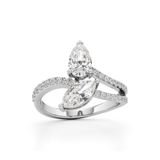Aurum Marquise-Pear Diamond Crossover Ring