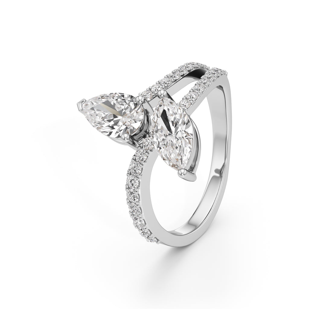 Aurum Marquise-Pear Diamond Crossover Ring