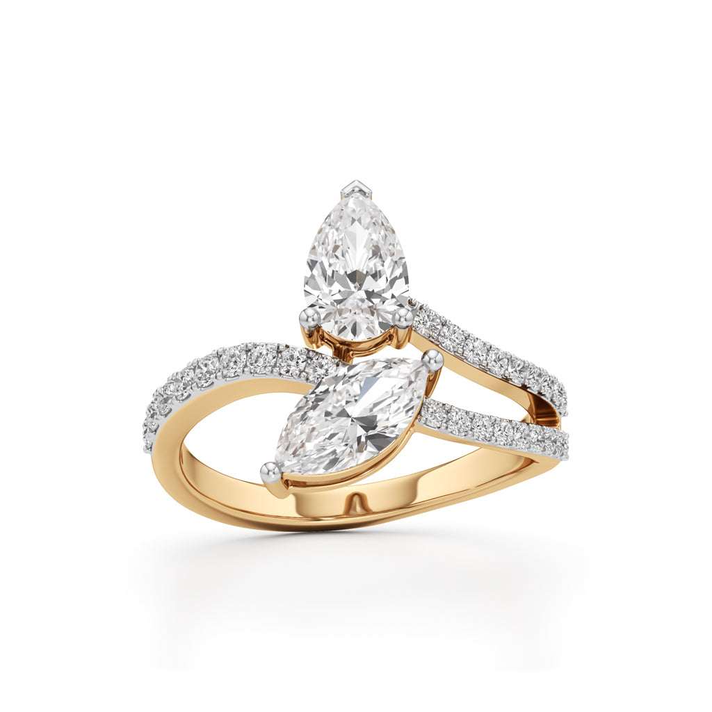 Aurum Marquise-Pear Diamond Crossover Ring