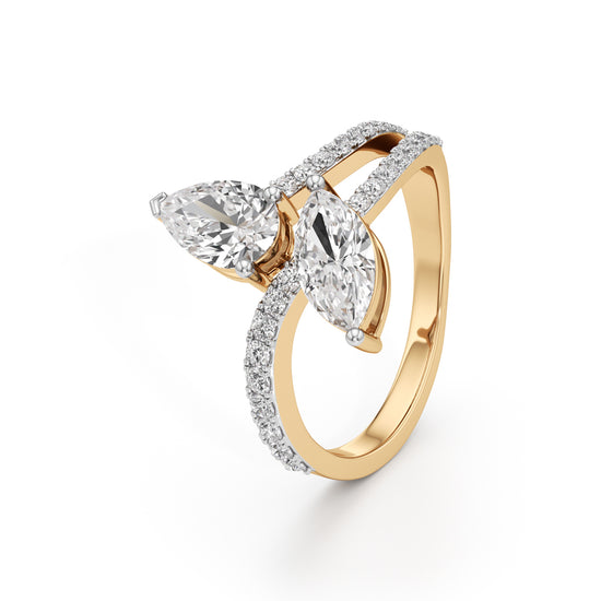 Aurum Marquise-Pear Diamond Crossover Ring
