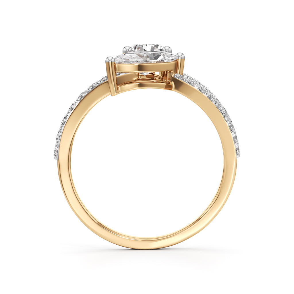 Aurum Marquise-Pear Diamond Crossover Ring