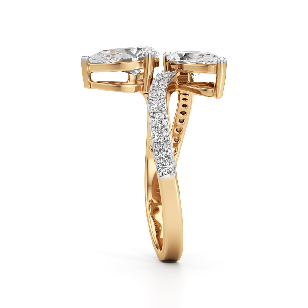 Aurum Marquise-Pear Diamond Crossover Ring