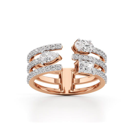 Trinity Cascade Radiant-Cut Diamond Statement Ring