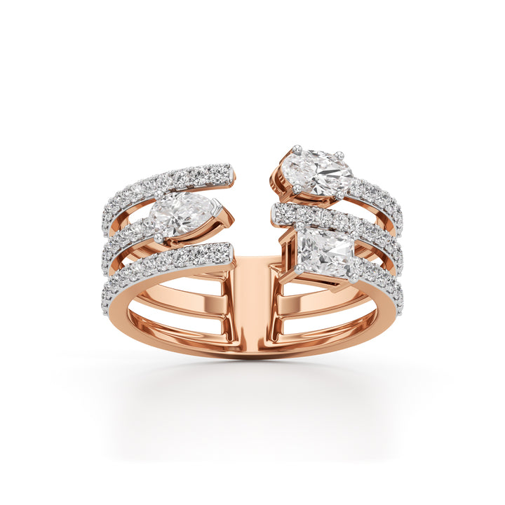 Trinity Cascade Radiant-Cut Diamond Statement Ring