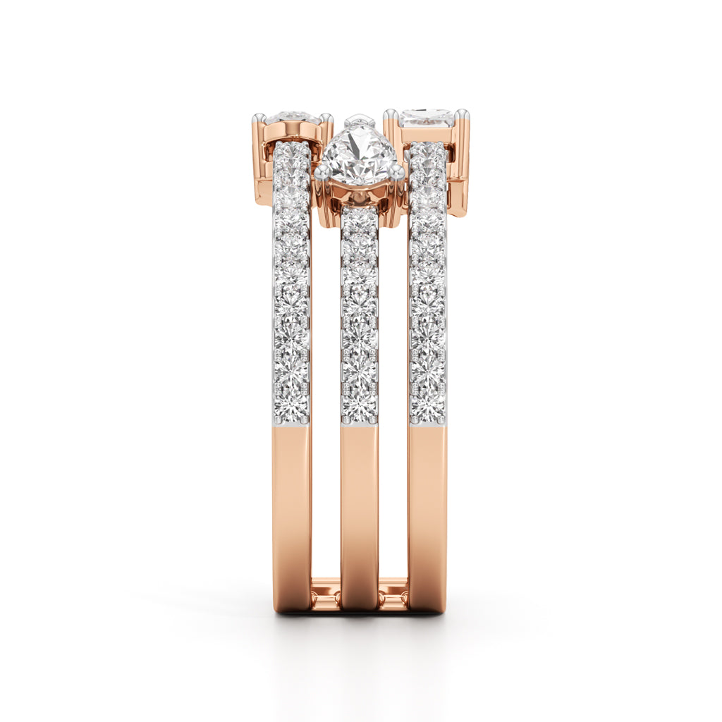 Trinity Cascade RadiantCut Diamond Statement Ring