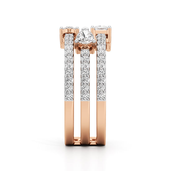 Trinity Cascade RadiantCut Diamond Statement Ring