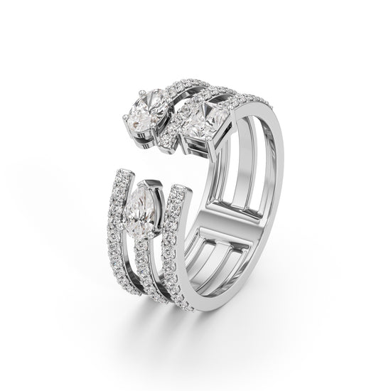 Trinity Cascade RadiantCut Diamond Statement Ring