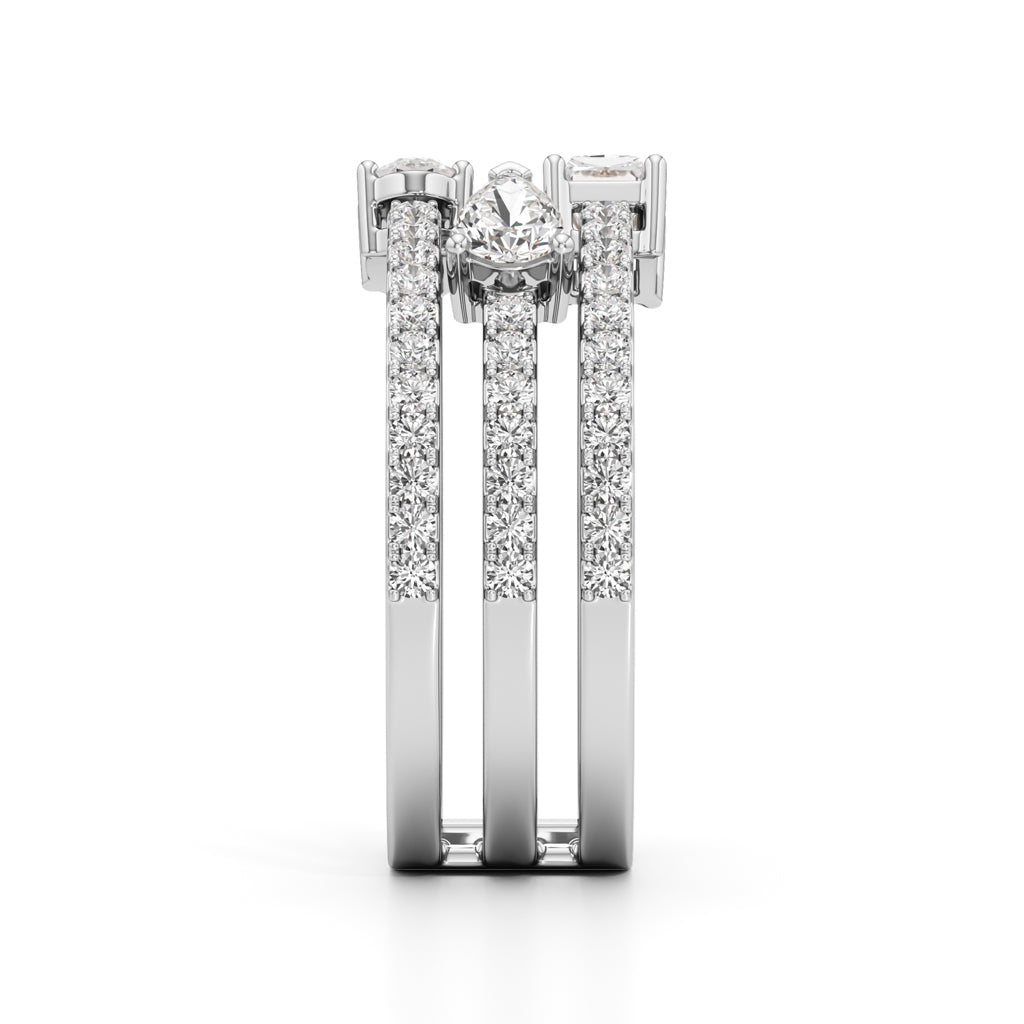 Trinity Cascade RadiantCut Diamond Statement Ring