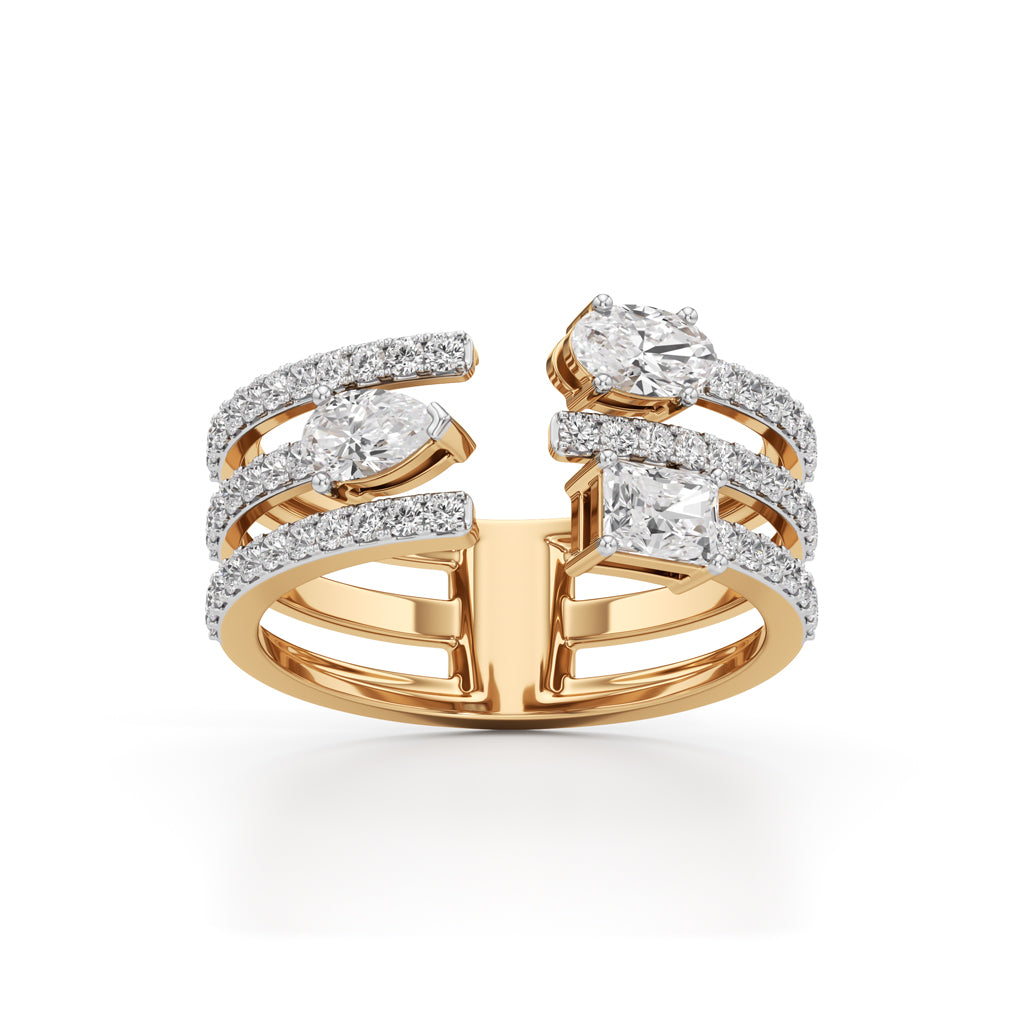 Trinity Cascade Radiant-Cut Diamond Statement Ring