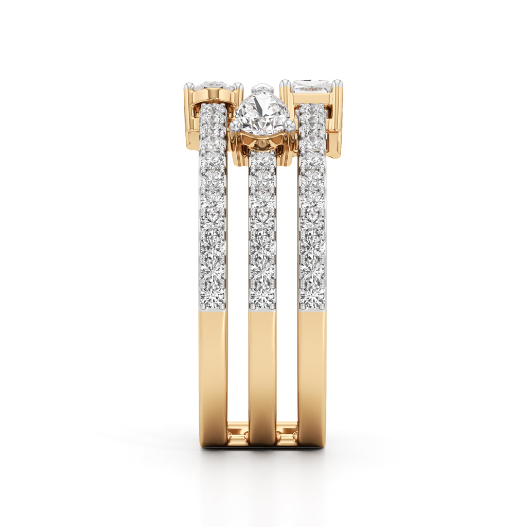 Trinity Cascade Radiant-Cut Diamond Statement Ring