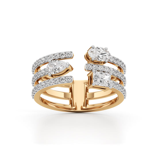 Trinity Cascade RadiantCut Diamond Statement Ring